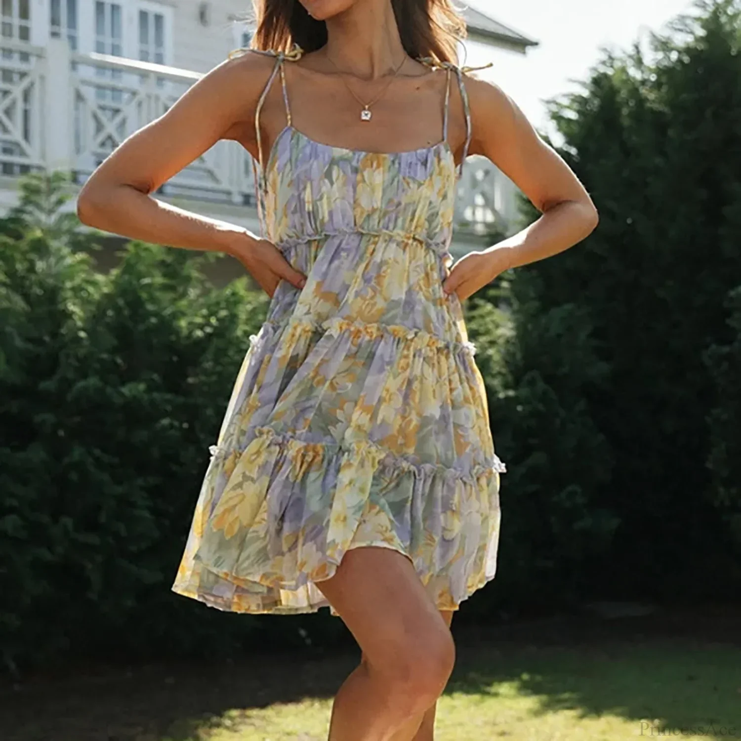 Bohemian Floral Spaghetti Strap Casual Floral Dress - Image 8