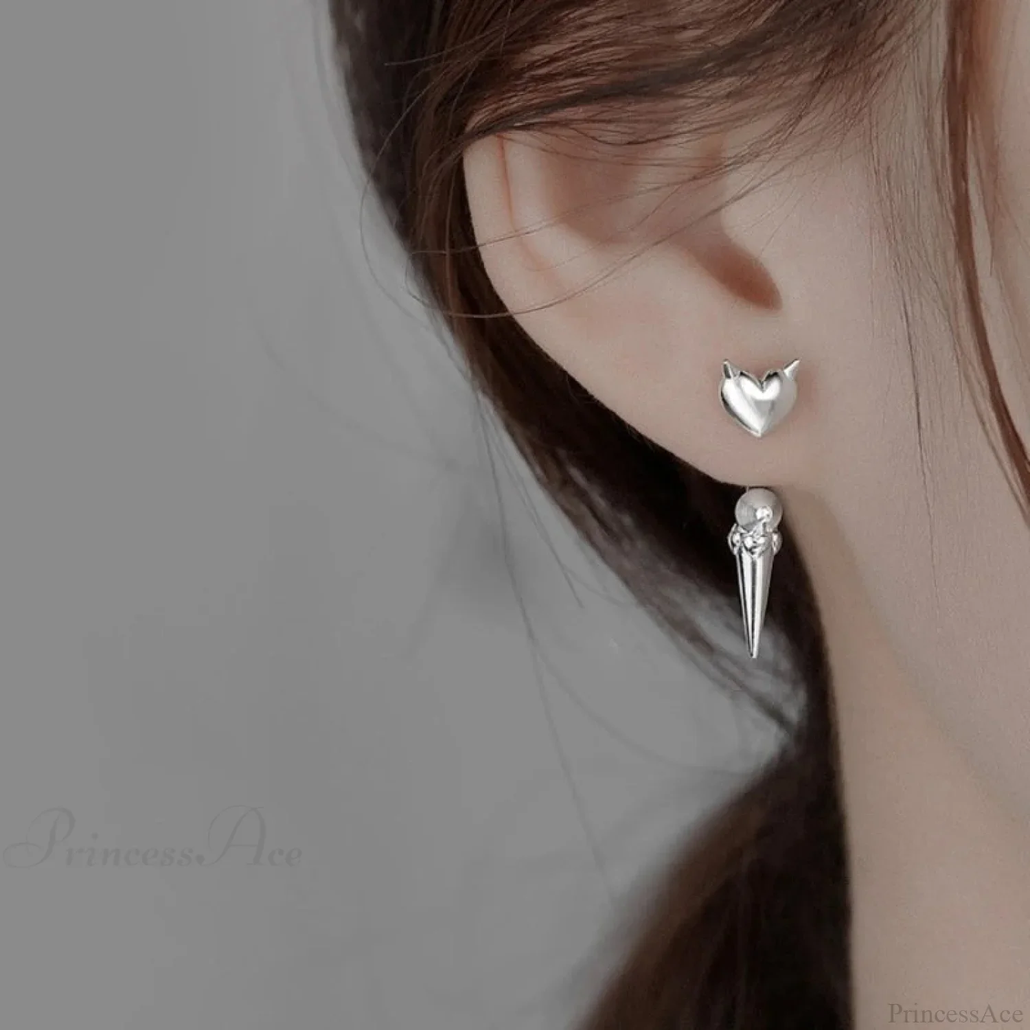 Bohemian Gilded Silvery Lunar Horn Stud Earring - Image 3