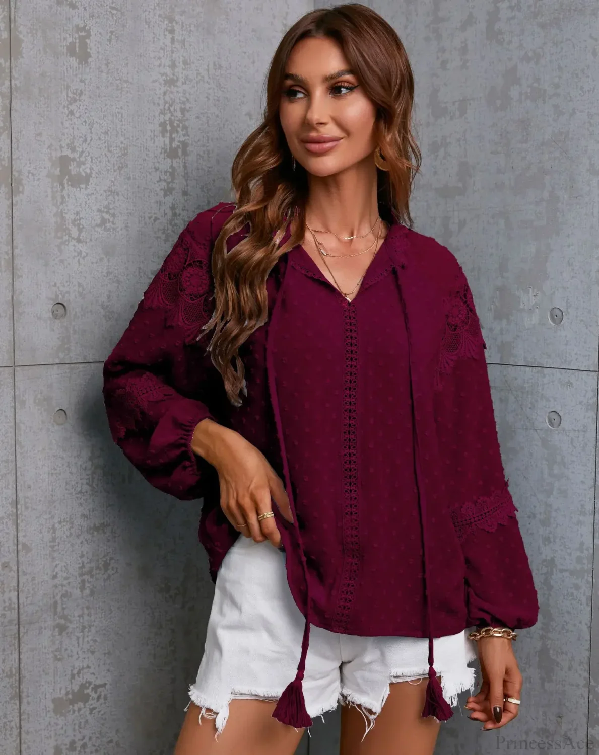 Bohemian Lace Hollow Out Tassel Oversize Boho Blouse - Image 7