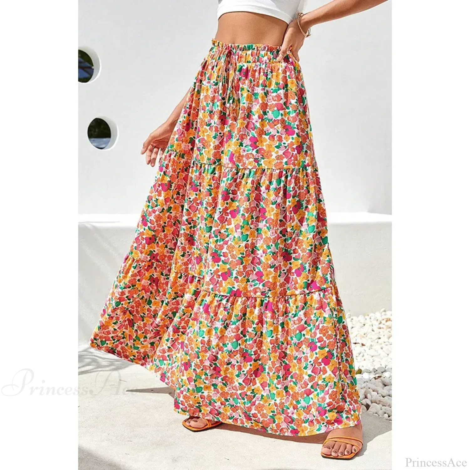 Bohemian Maxi Skirts High Waist Colorful Printed Loose A-line - Image 3