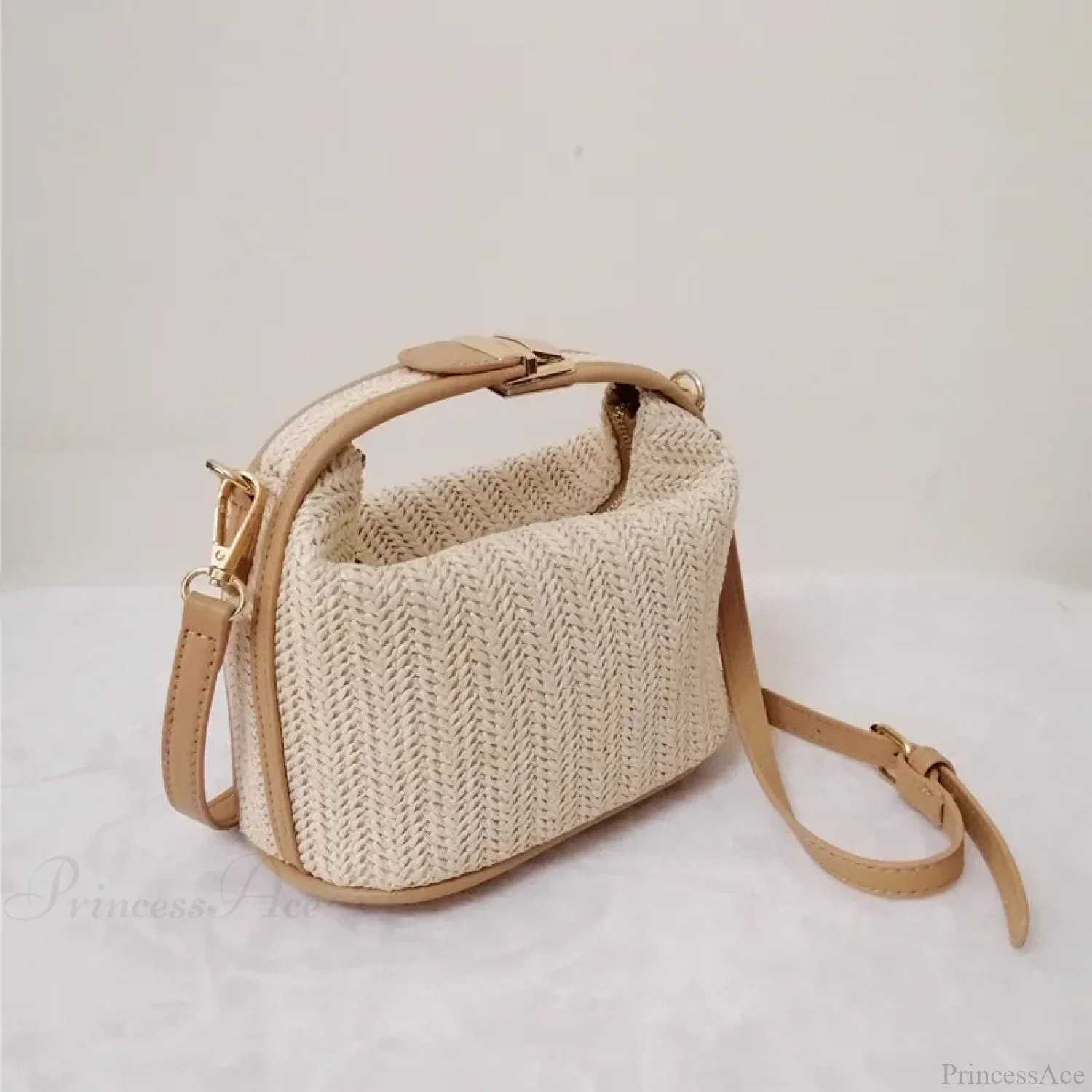 Bohemian Straw Crossbody Bucket Beach Handbag