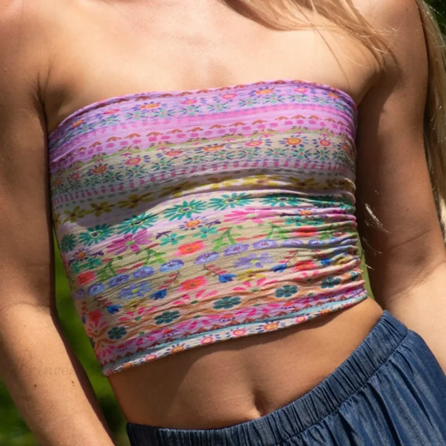 Boho Bandeau Off-Shoulder Tube Crop Top - Image 13