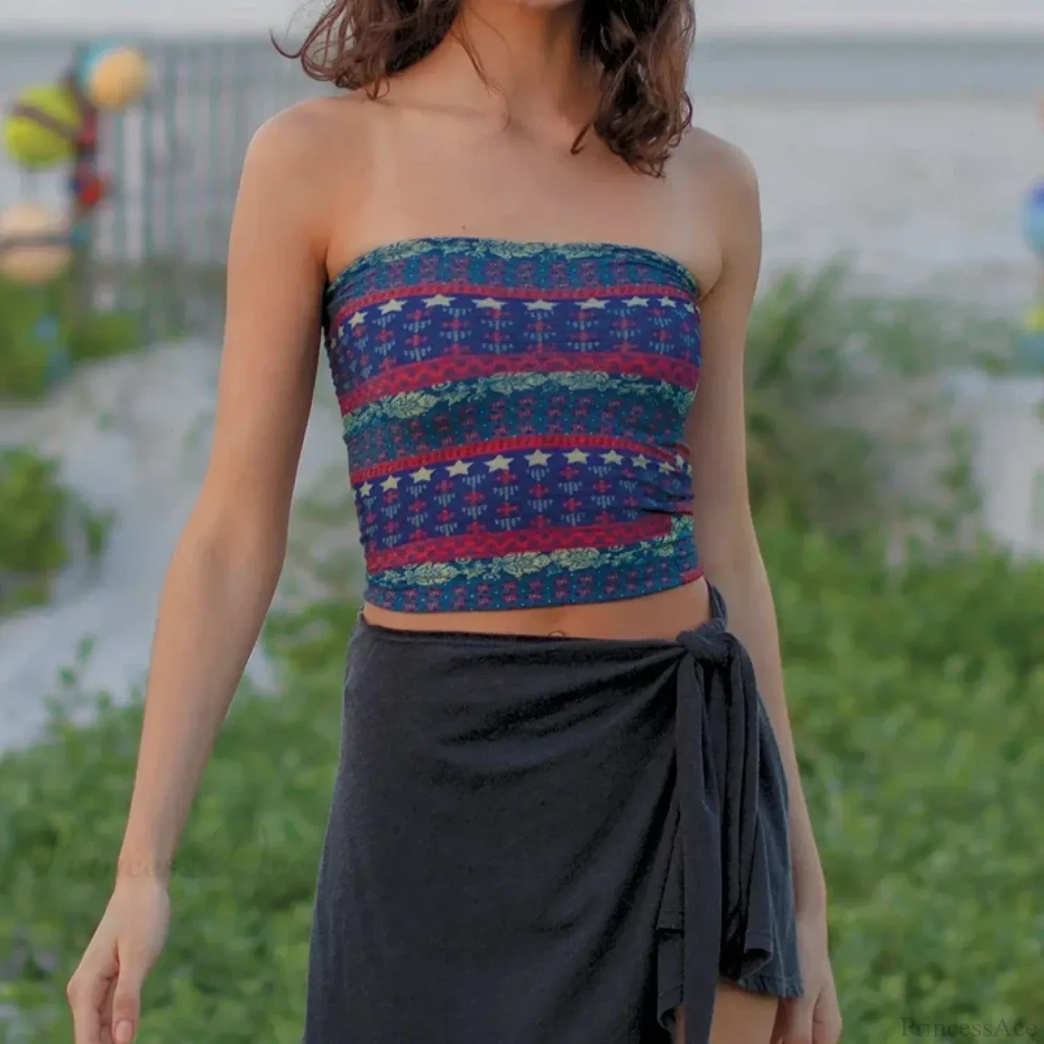 Boho Bandeau Off-Shoulder Tube Crop Top - Image 8