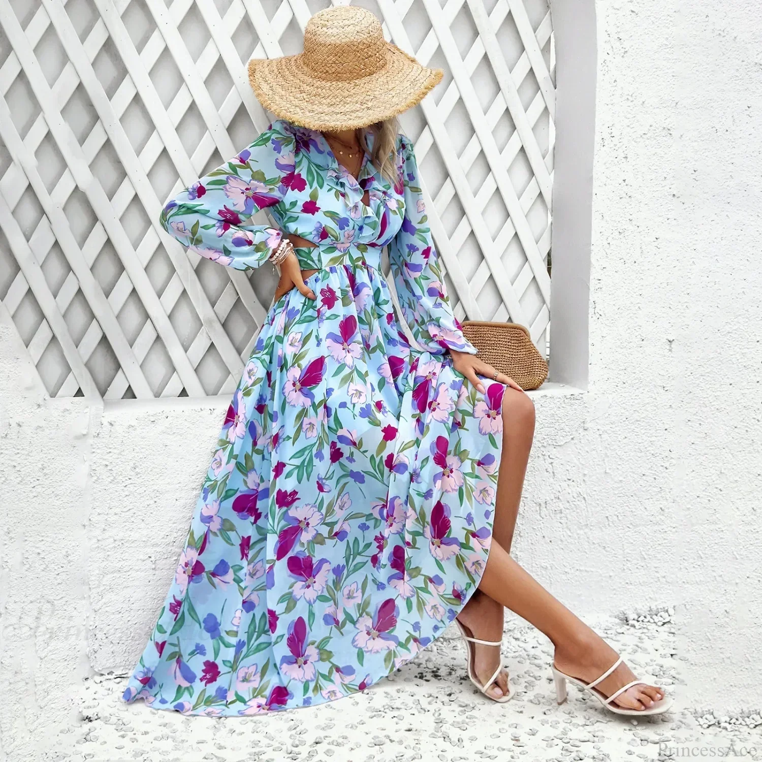 Boho Beach Deep V Neck Maxi Dress - Image 6