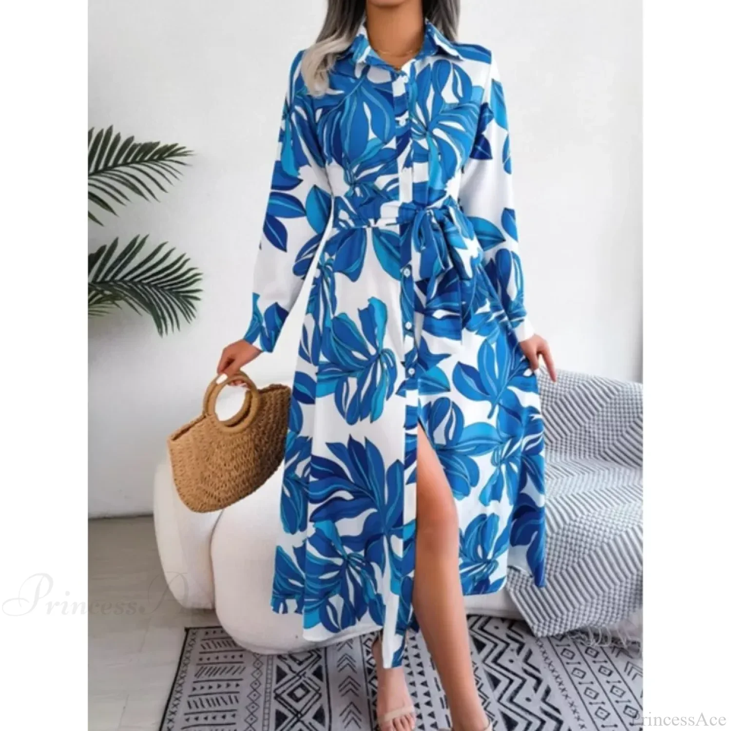 Boho Beach Holiday Floral Shirt Dress - Image 2