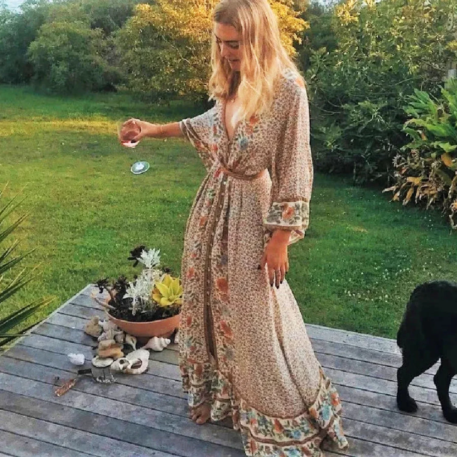 Boho Floral Print Maxi Dress - Image 2