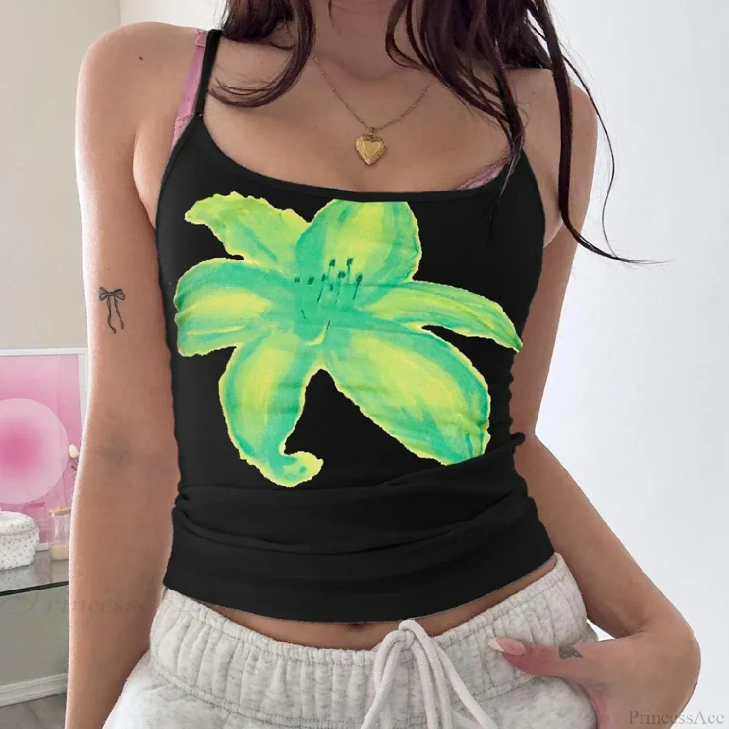 Boho Floral Spaghetti Strap Backless Vintage Low Cut Beach Style Crop Top - Image 12