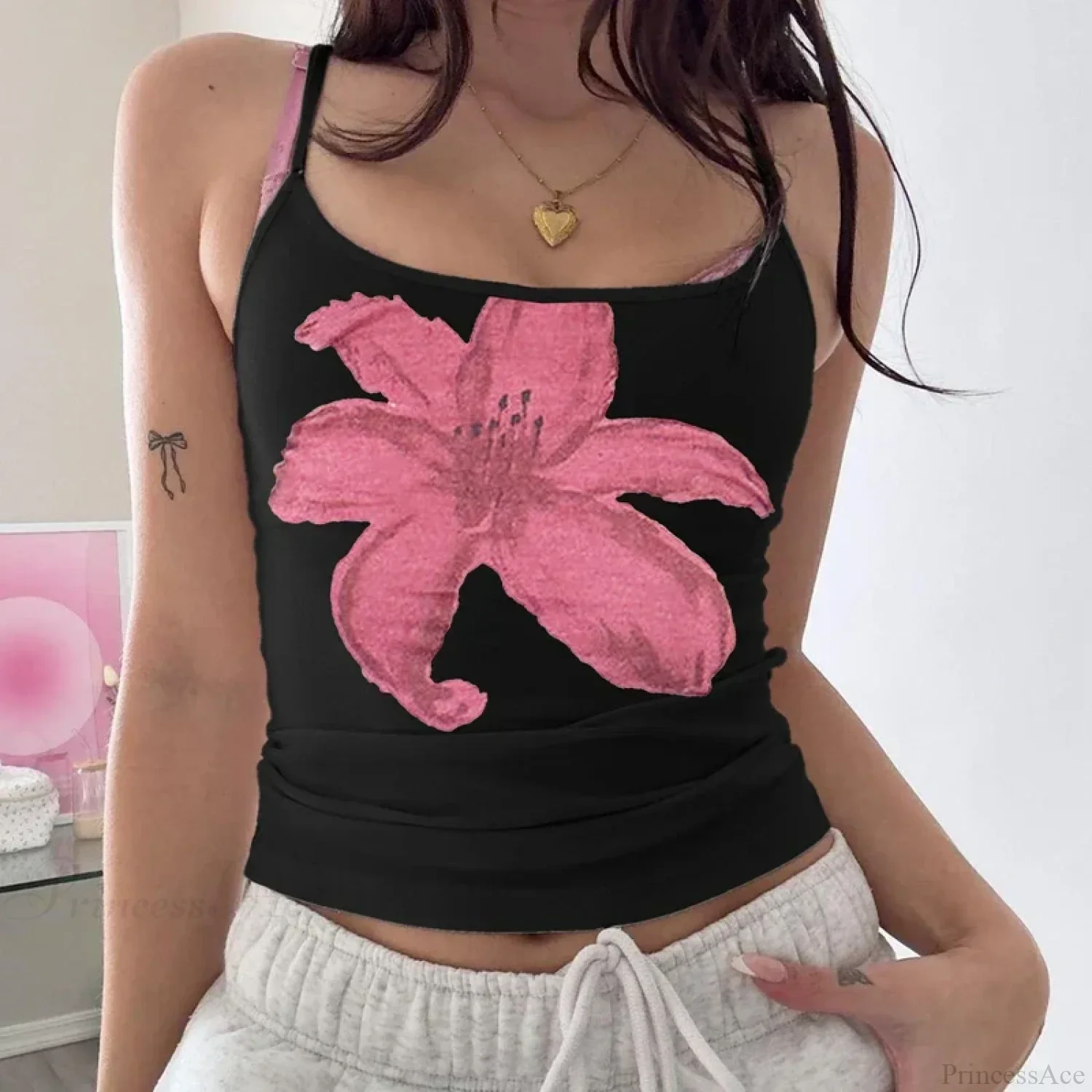 Boho Floral Spaghetti Strap Backless Vintage Low Cut Beach Style Crop Top - Image 2