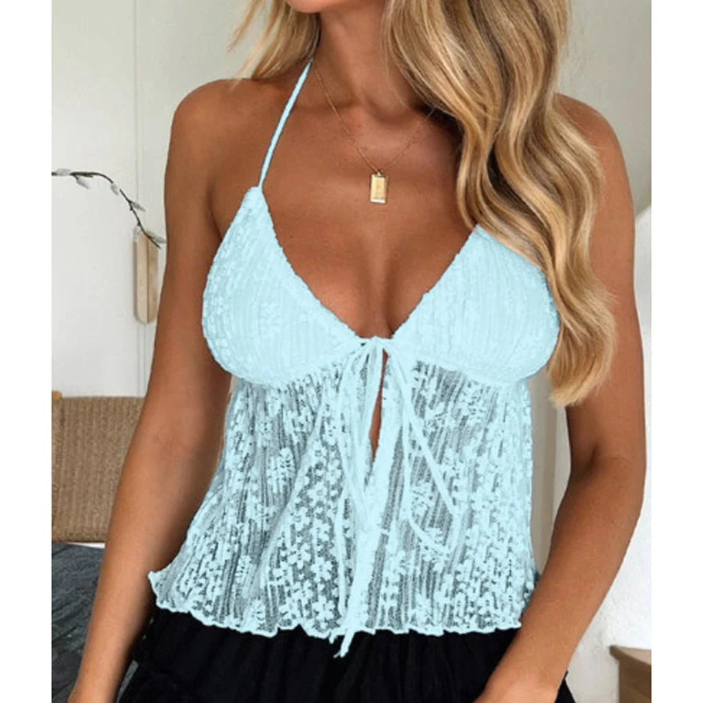 Boho Lace Tie-Up Crop Top - Image 6