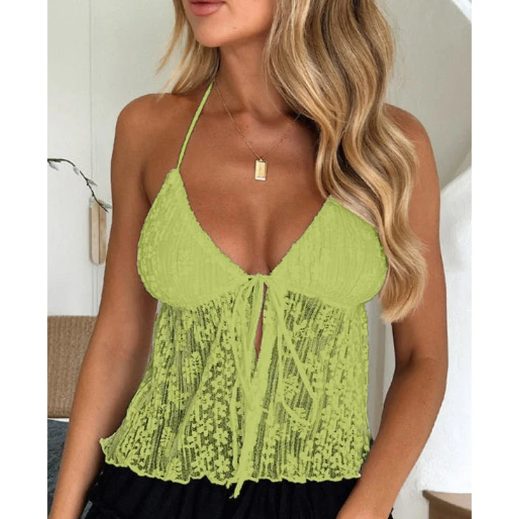 Boho Lace Tie-Up Crop Top - Image 7