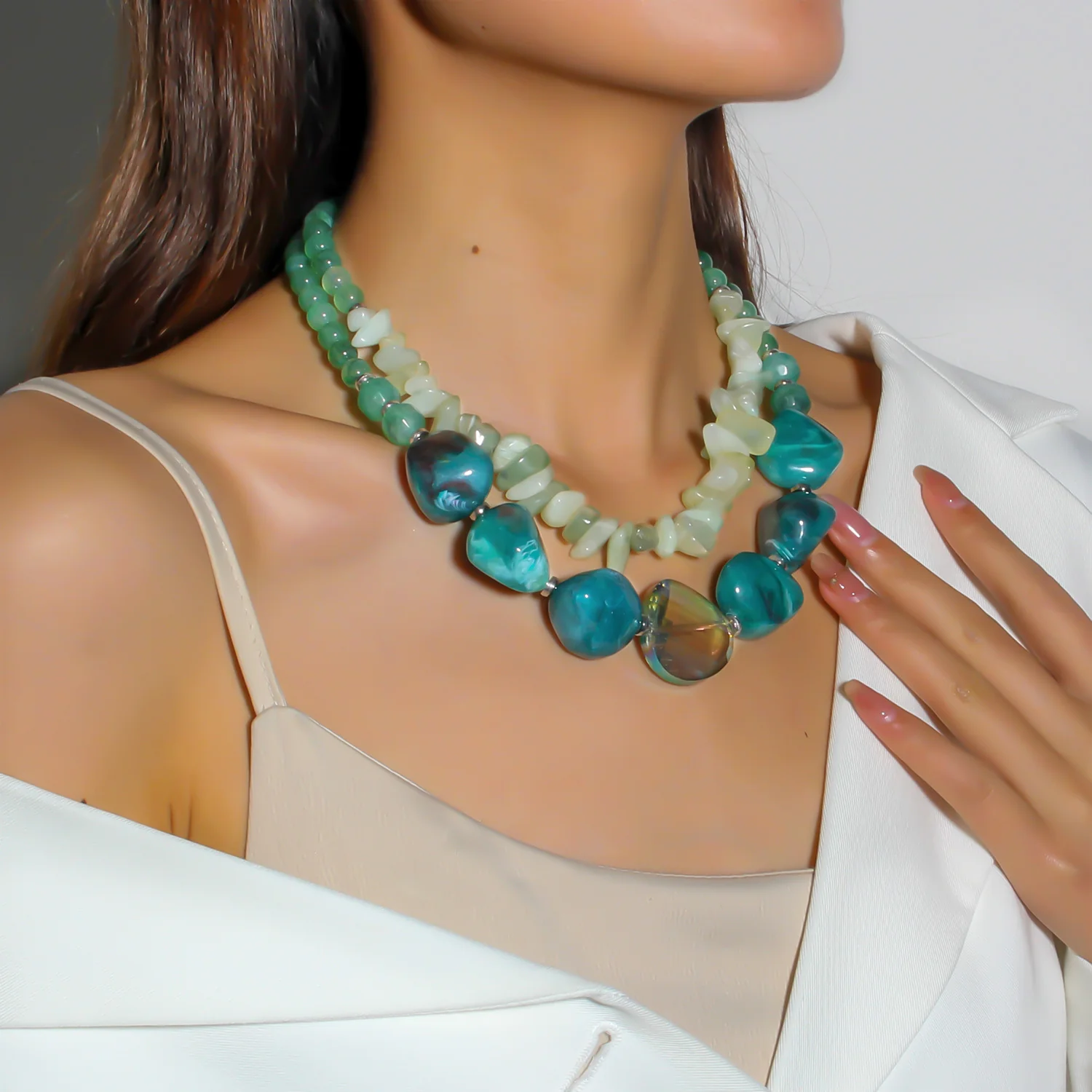 Boho Layered Beaded Stackable NeckLace - Image 2