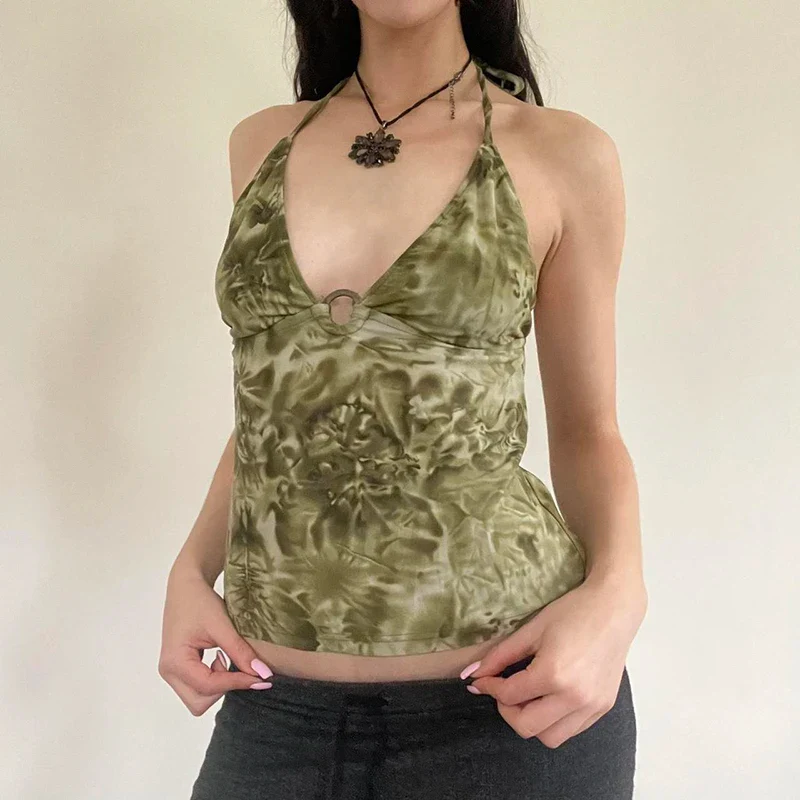 Boho Print Backless Crop Top