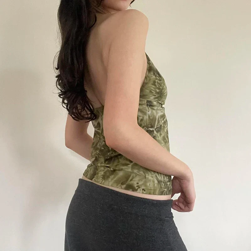 Boho Print Backless Crop Top - Image 4