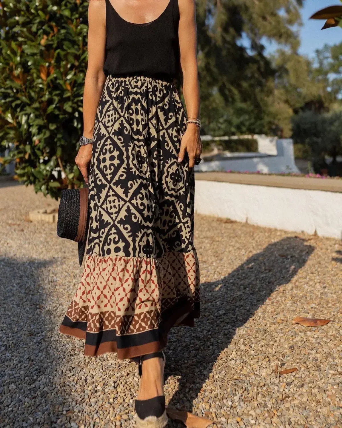 Boho Print High Waist Maxi Skirt Casual Loose Summer Skirt - Image 7