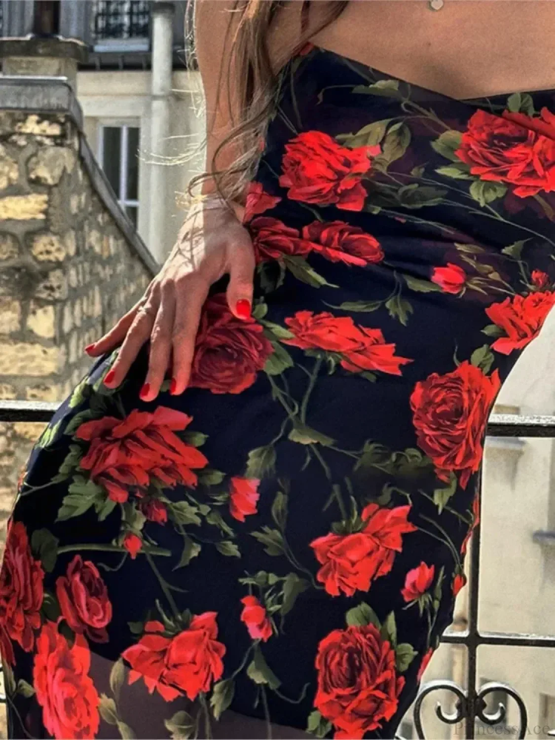 Boho Slim Fit Printed Off-Shoulder Floral Dress - Image 2