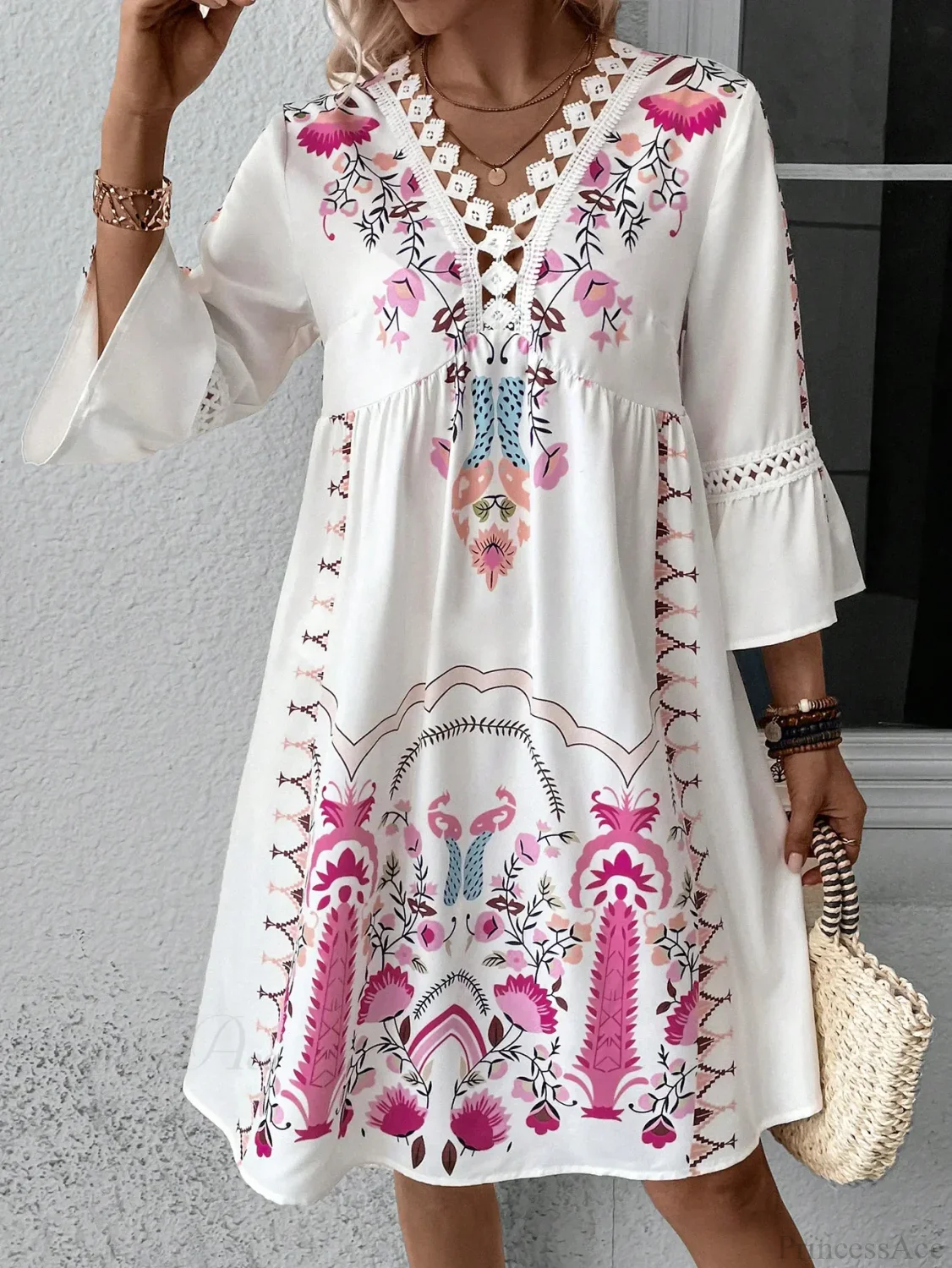Boho V-neck Floral Party Dress - Image 2