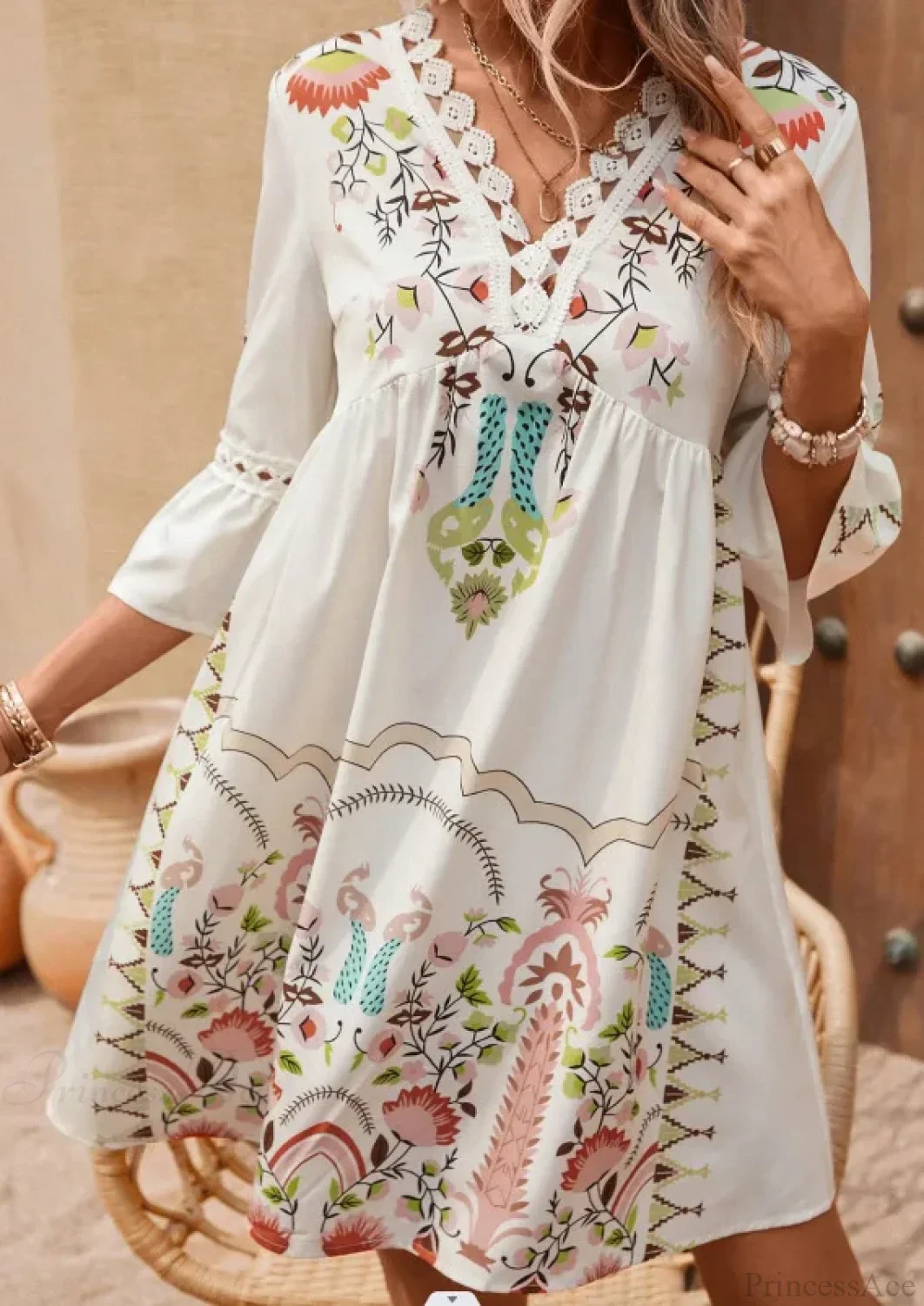 Boho V-neck Floral Party Dress - Image 6
