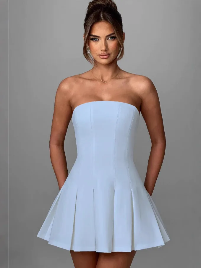 Bow Backless Strapless Party Dress - Image 12