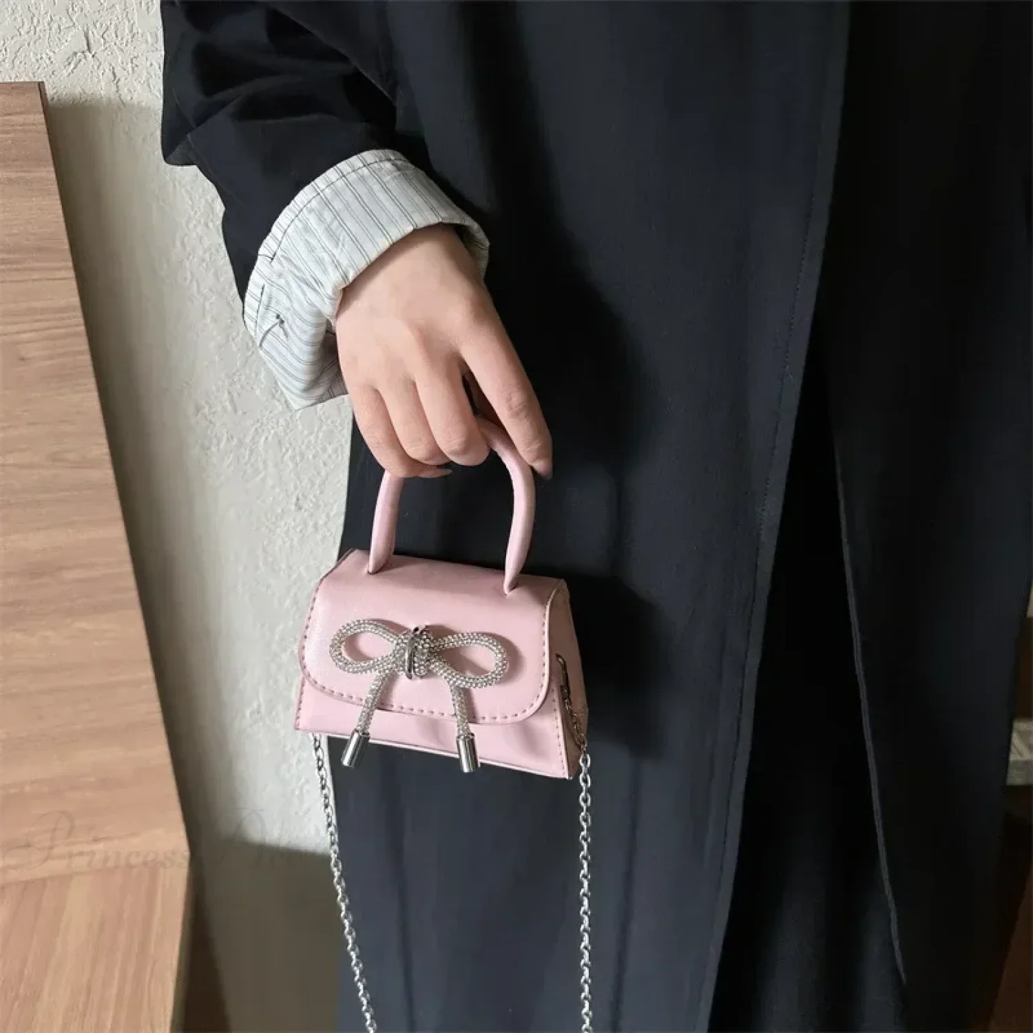 Bow Design Solid Color Mini PU Crossbody - Image 3
