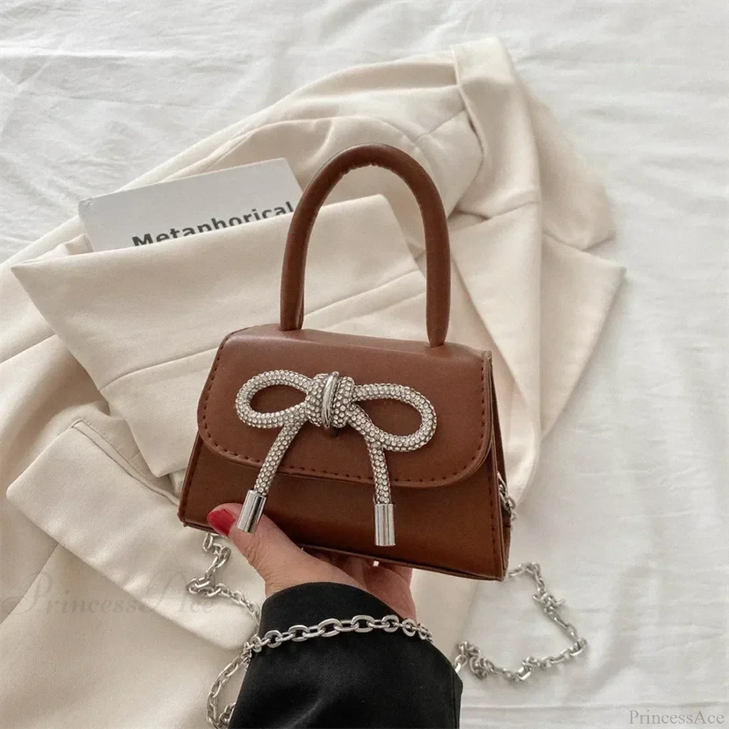 Bow Design Solid Color Mini PU Crossbody - Image 7