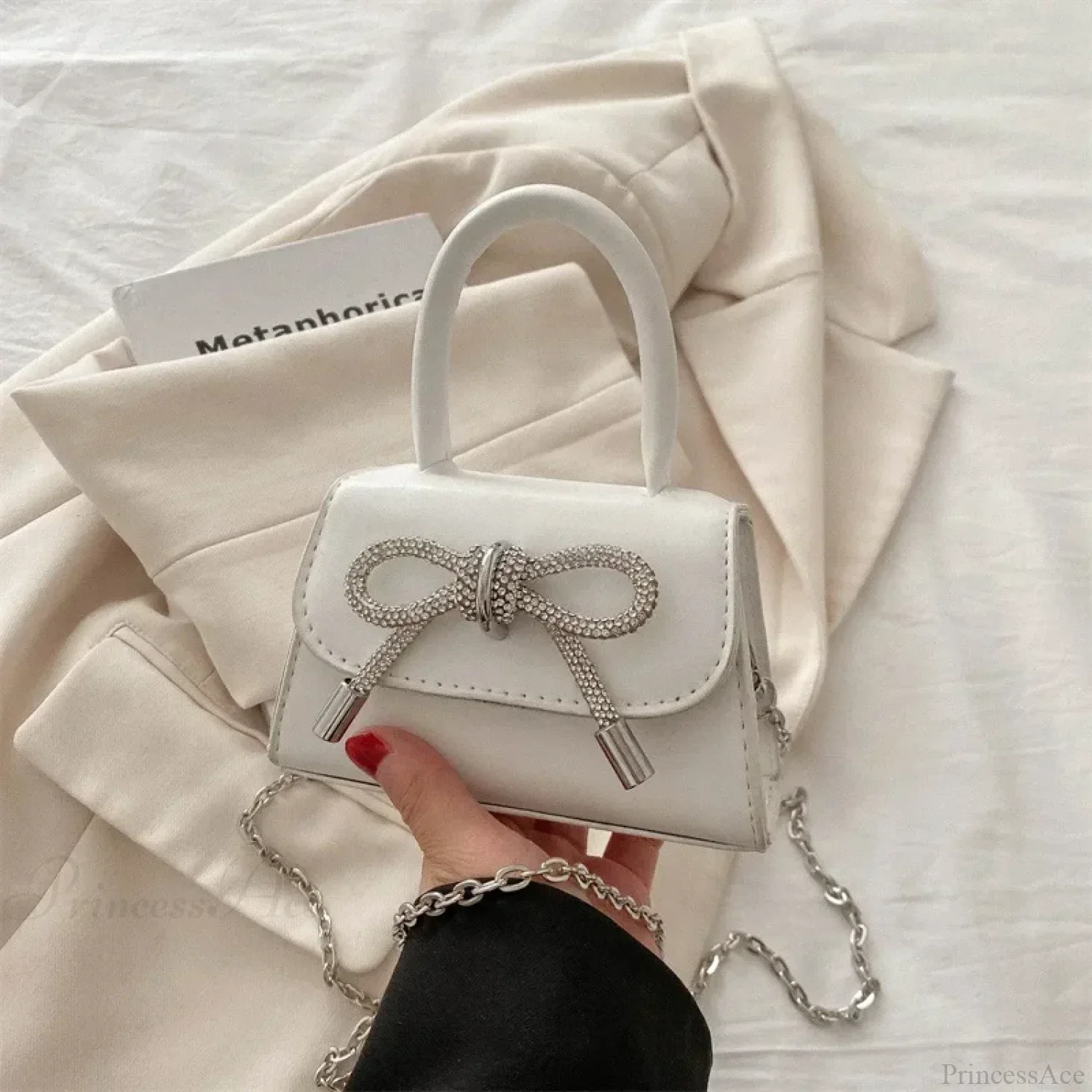 Bow Design Solid Color Mini PU Crossbody - Image 9