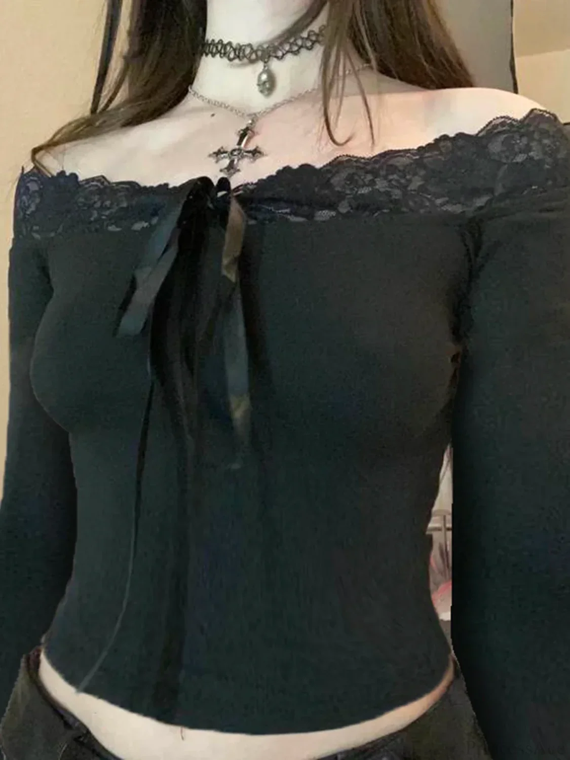 Bow Off-shoulder Knit Top - Image 6