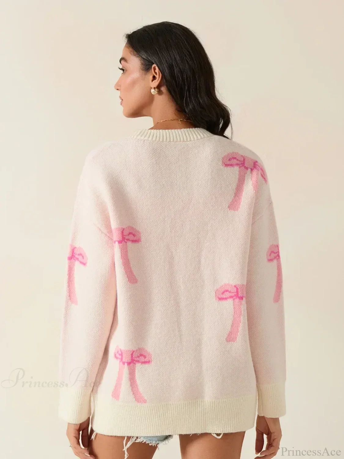 Bow Print Button Cardigan - Image 5