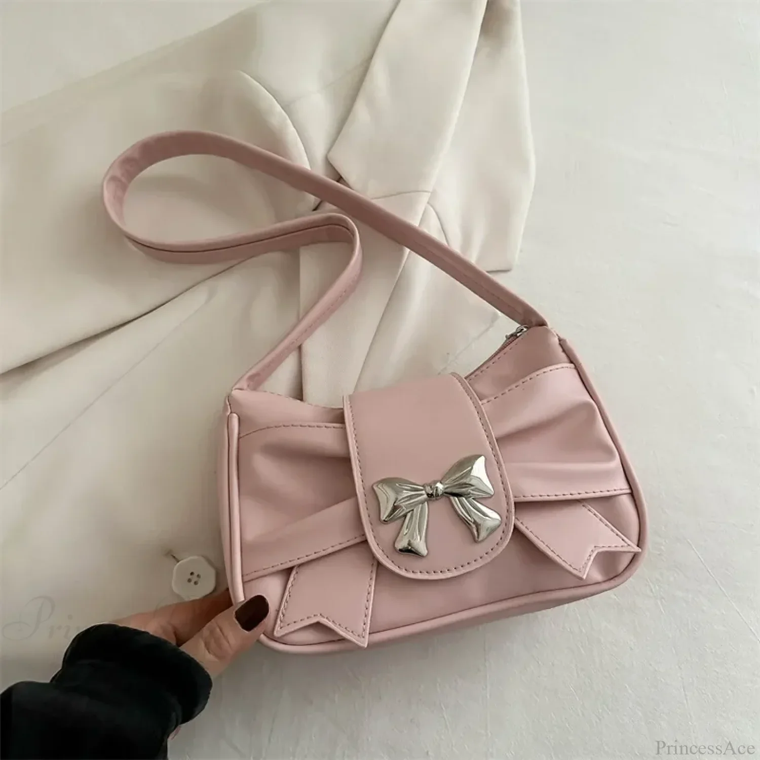 Bow PU Leather Casual Shoulder Handbag - Image 10