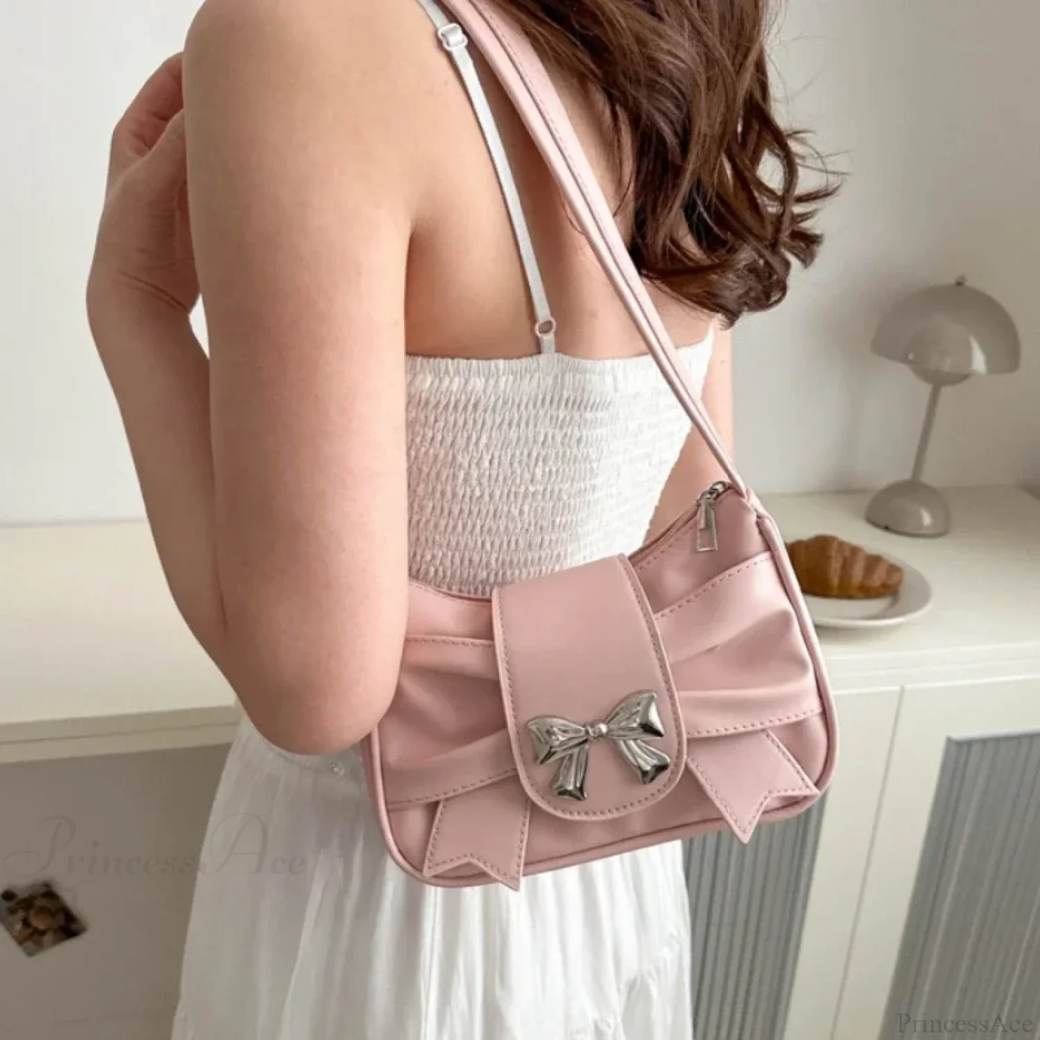 Bow PU Leather Casual Shoulder Handbag - Image 2