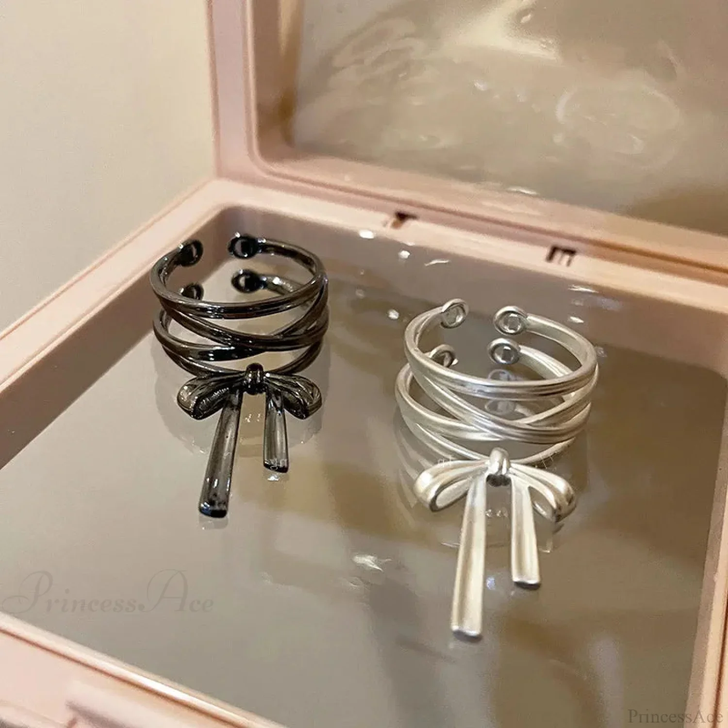 Bow Ribbon Gothic Adjustable Ring - Image 2