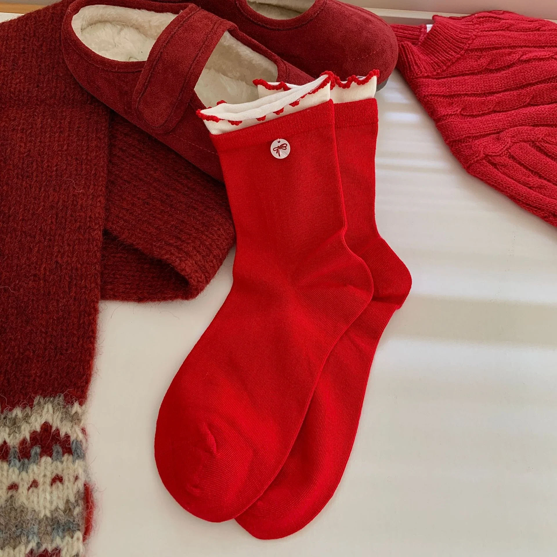 Bow Slouchy Mid-Calf Cute Socks - Image 7