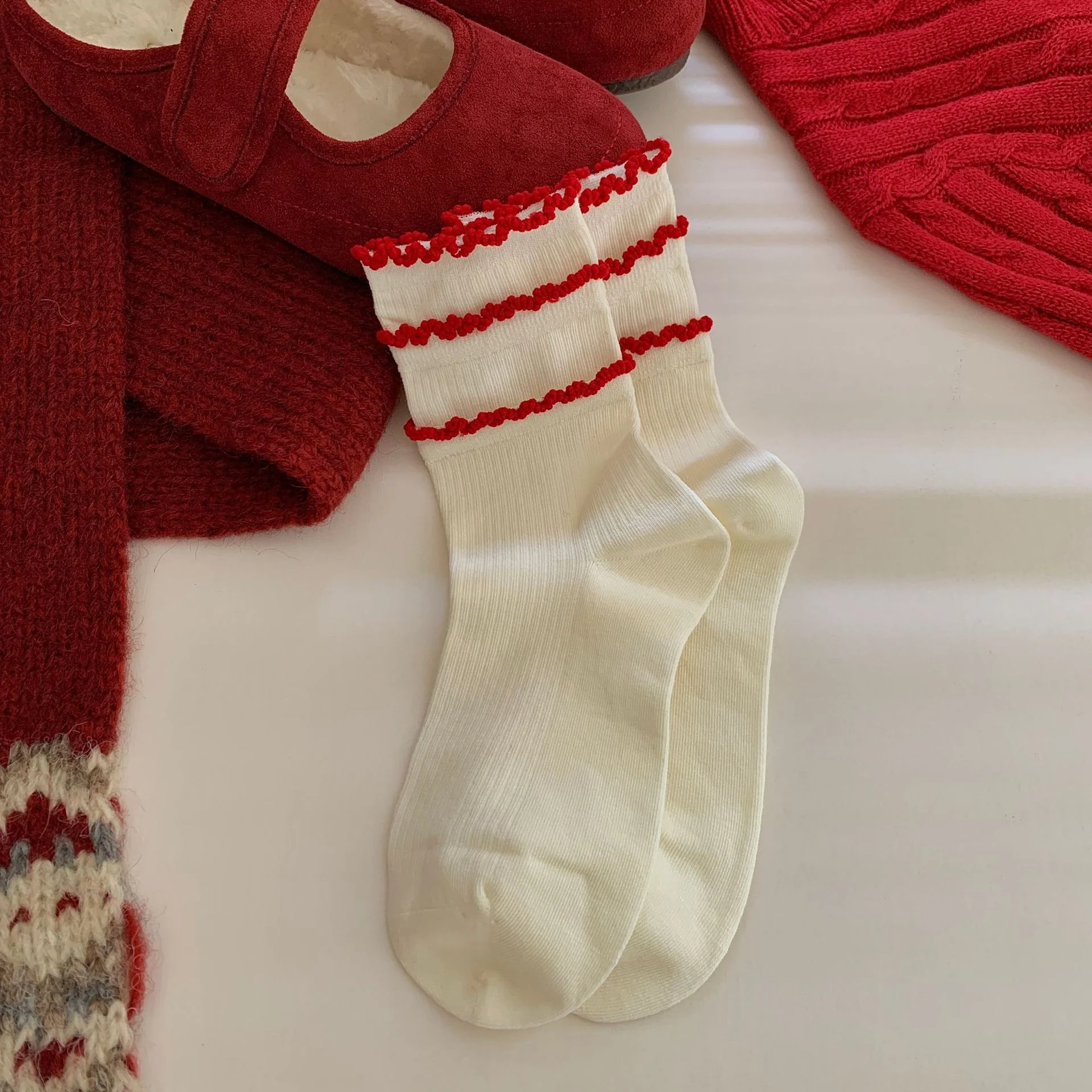 Bow Slouchy Mid-Calf Cute Socks - Image 9
