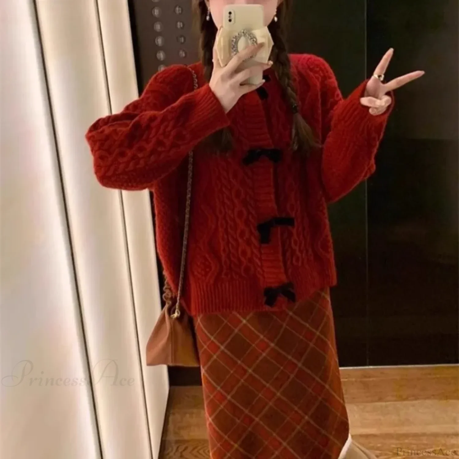 Bow Sweater Autumn Winter Knit Cardigan - Image 4