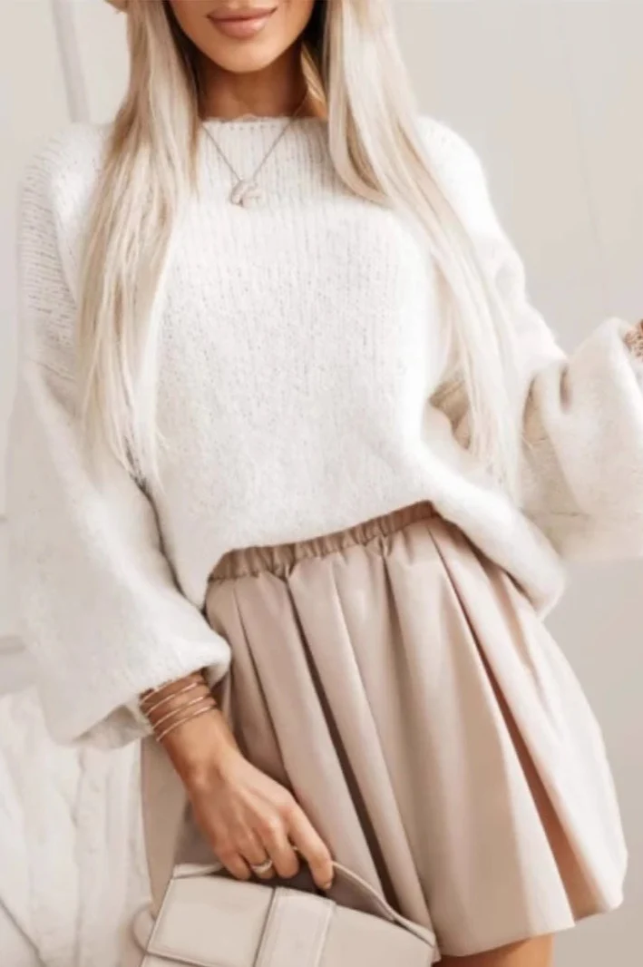 Bow-Tie Detailed Backless Loose Knit Sweater - Image 4