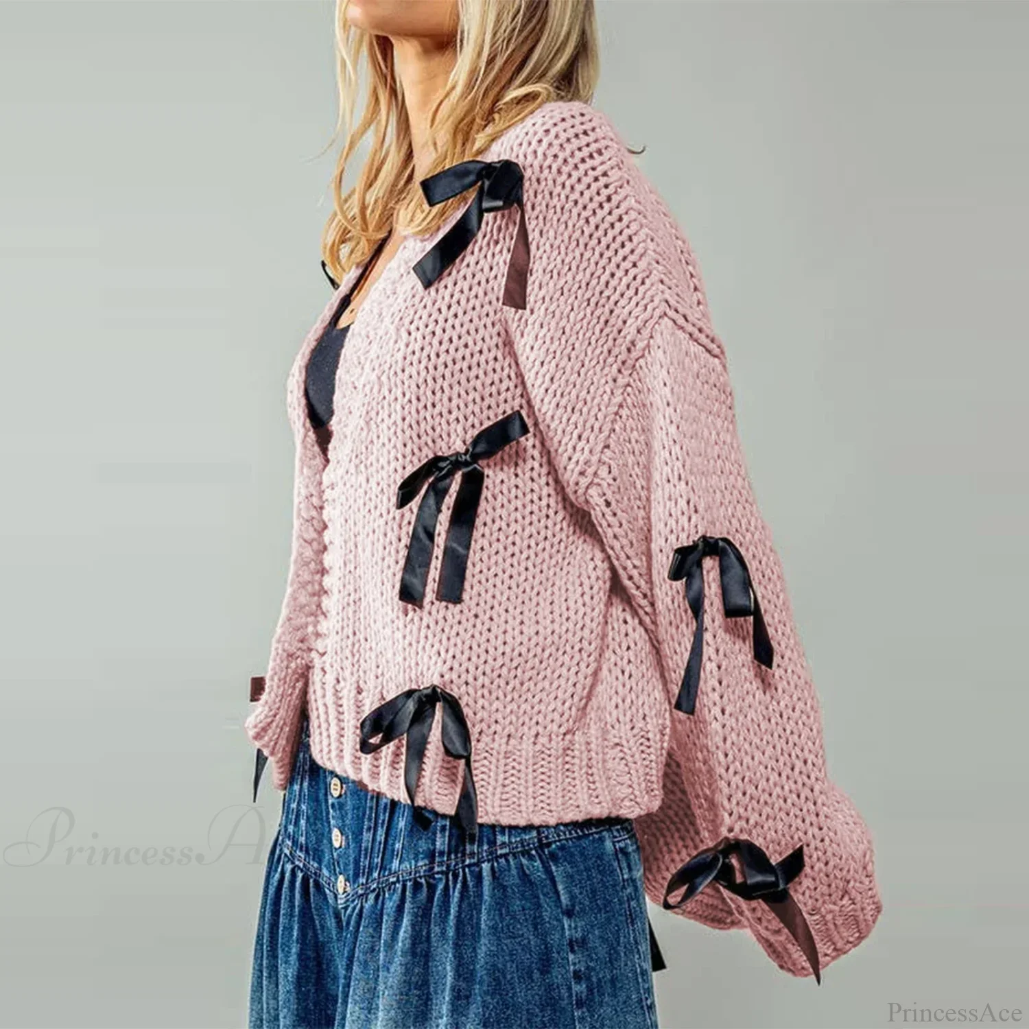 Bow Trim Button Down Cardigan - Image 5