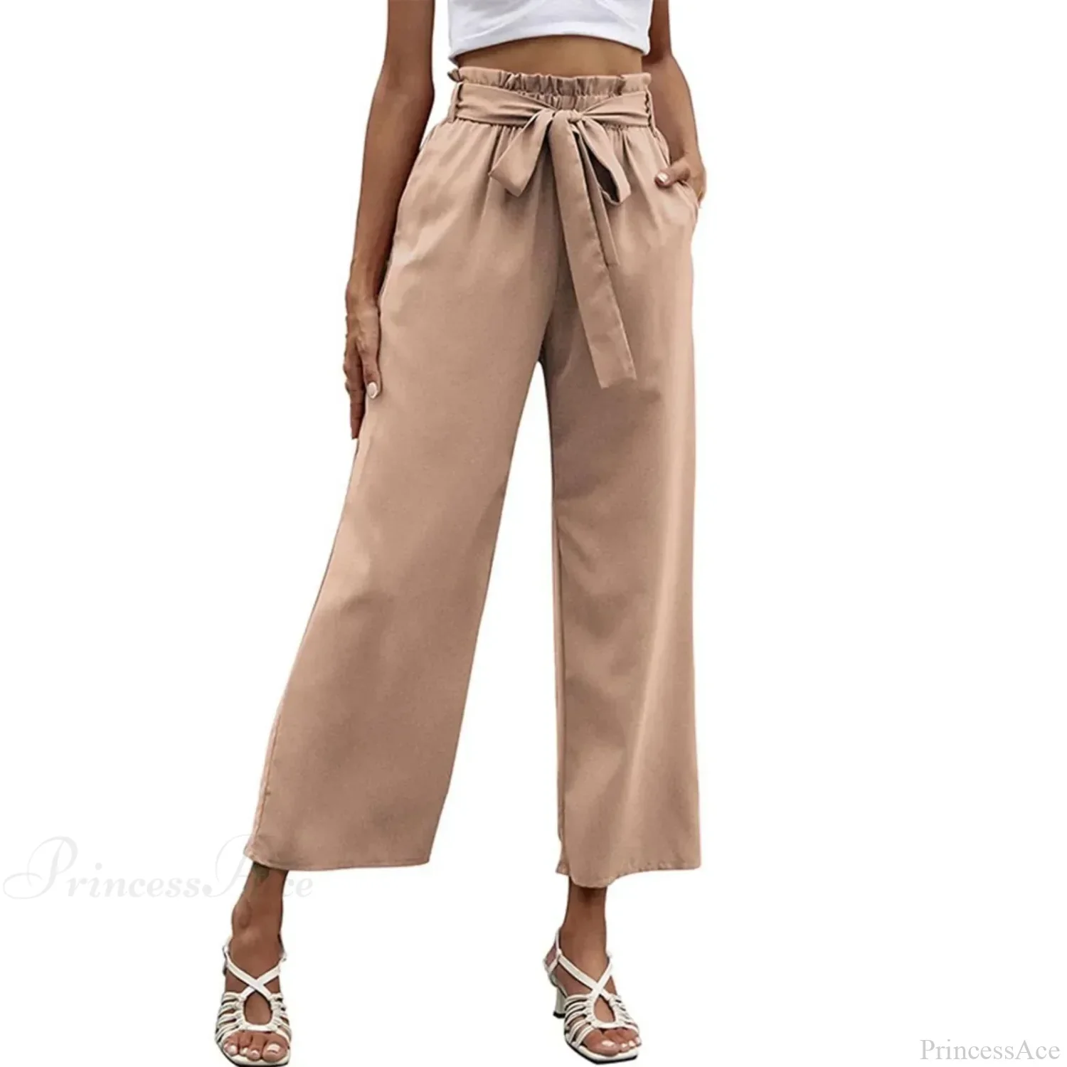 Bow Waistband Pleated Cotton Linen Pants - Image 6