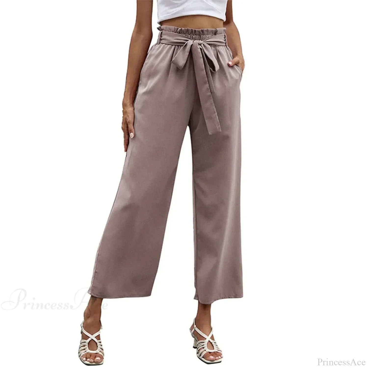 Bow Waistband Pleated Cotton Linen Pants - Image 7