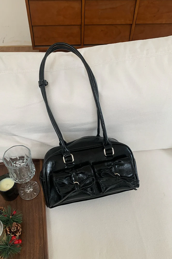 Bowknot Pillow Bowling Bag Chic Shoulder Underarm Tote Bag - Image 10