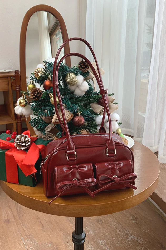 Bowknot Pillow Bowling Bag Chic Shoulder Underarm Tote Bag - Image 2
