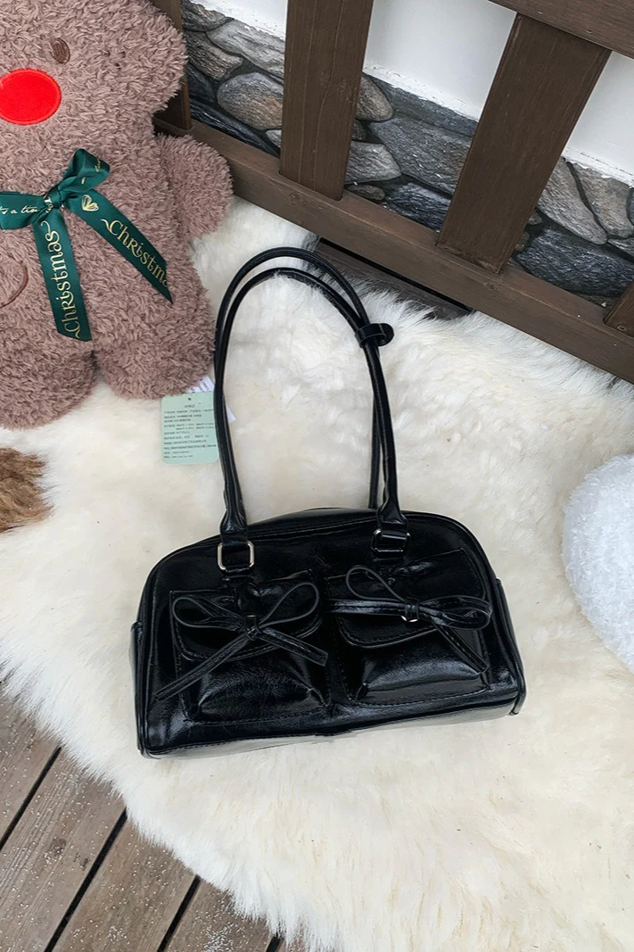 Bowknot Pillow Bowling Bag Chic Shoulder Underarm Tote Bag - Image 9