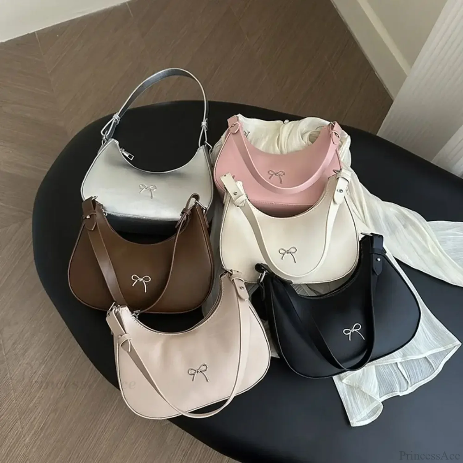 Bowknot Solid PU Leather Shoulder Bag - Image 5