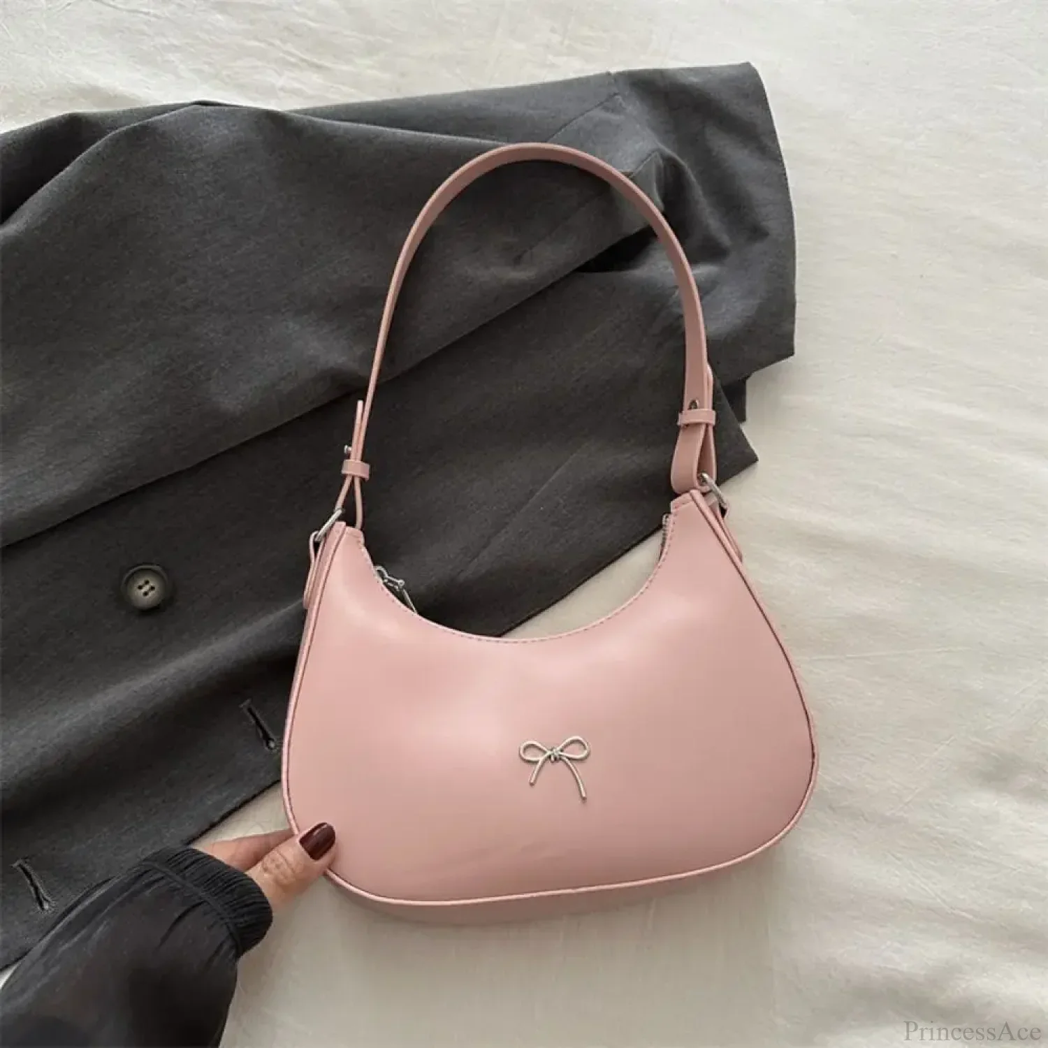 Bowknot Solid PU Leather Shoulder Bag - Image 9