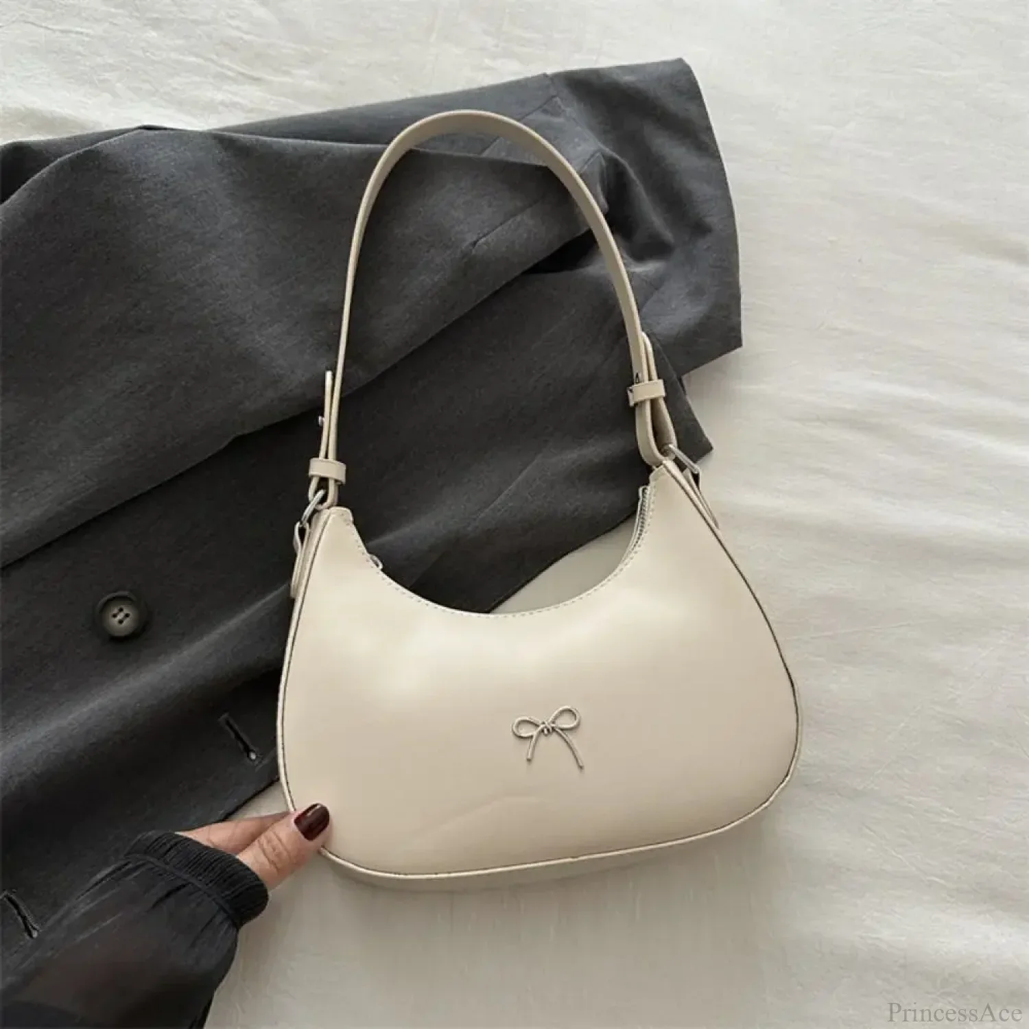 Bowknot Solid PU Leather Shoulder Bag - Image 7
