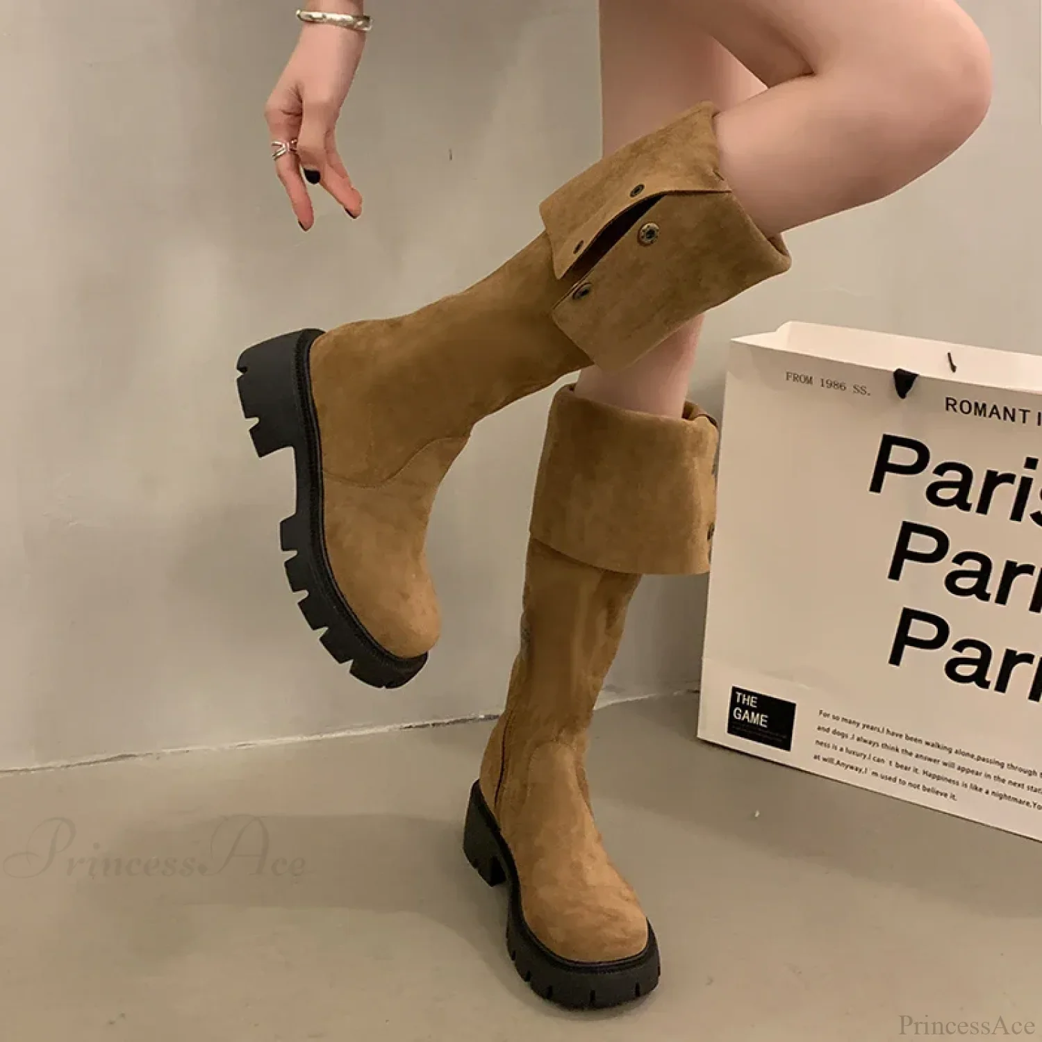 Brand New Female Platform Thigh High Slim Chunky Heels Party Knee High Boot - Image 5