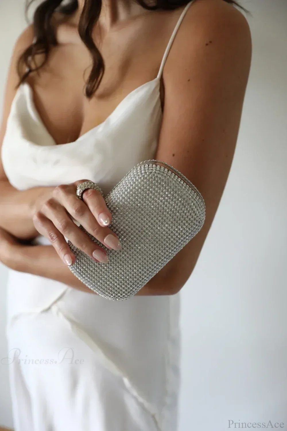Bridal Crystal Gold Evening Clutch Wristlet - Image 2
