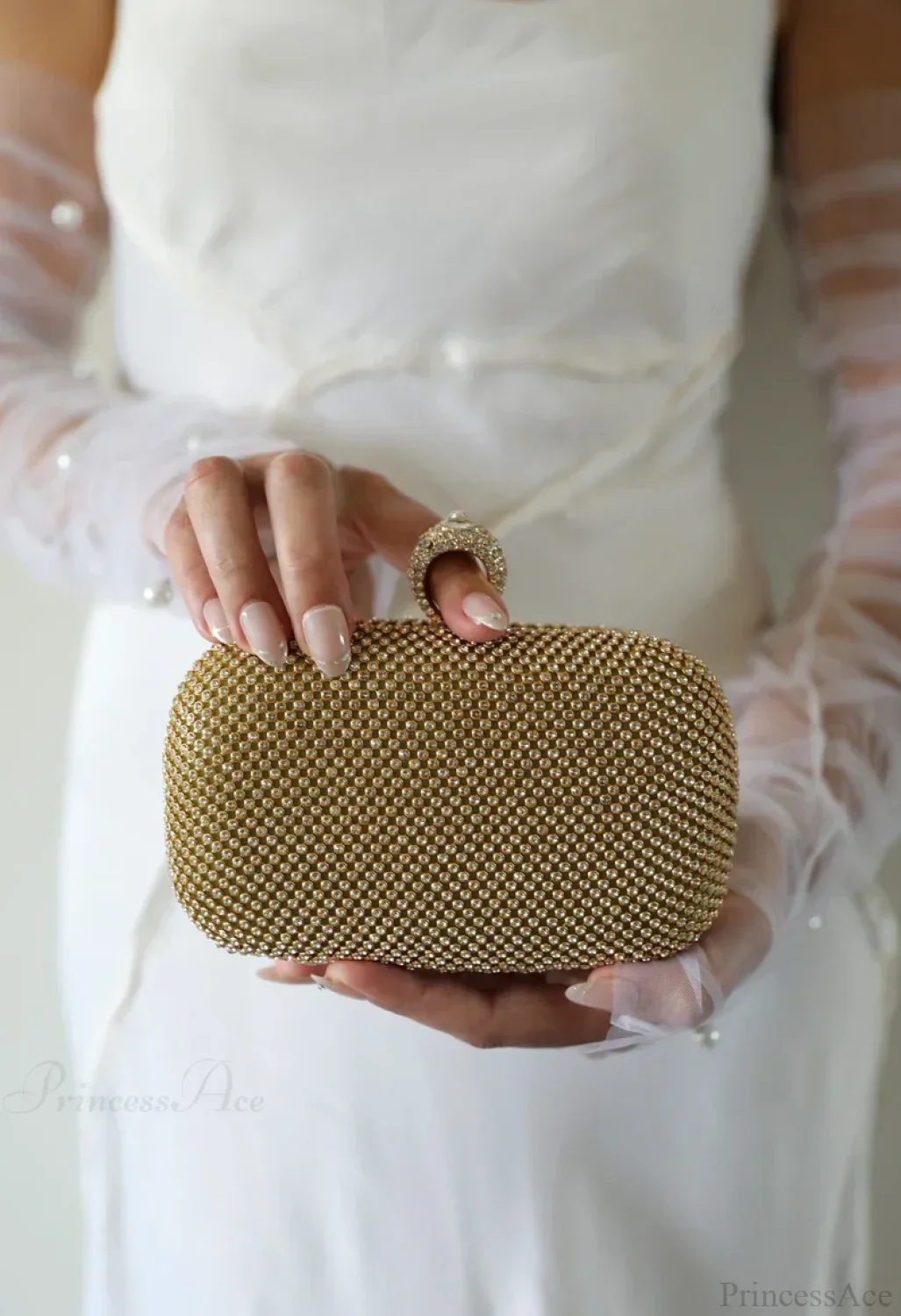 Bridal Crystal Gold Evening Clutch Wristlet - Image 5