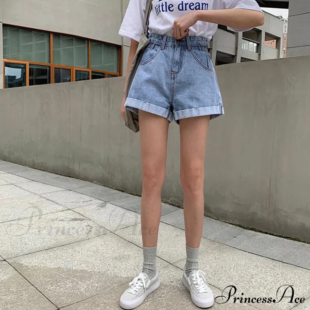 Brief Warm-Season Casual Waist Fashion Elastic Leg Women High Jeans Shorts Waist Denim Wide Loose Size Plus Female - Image 11