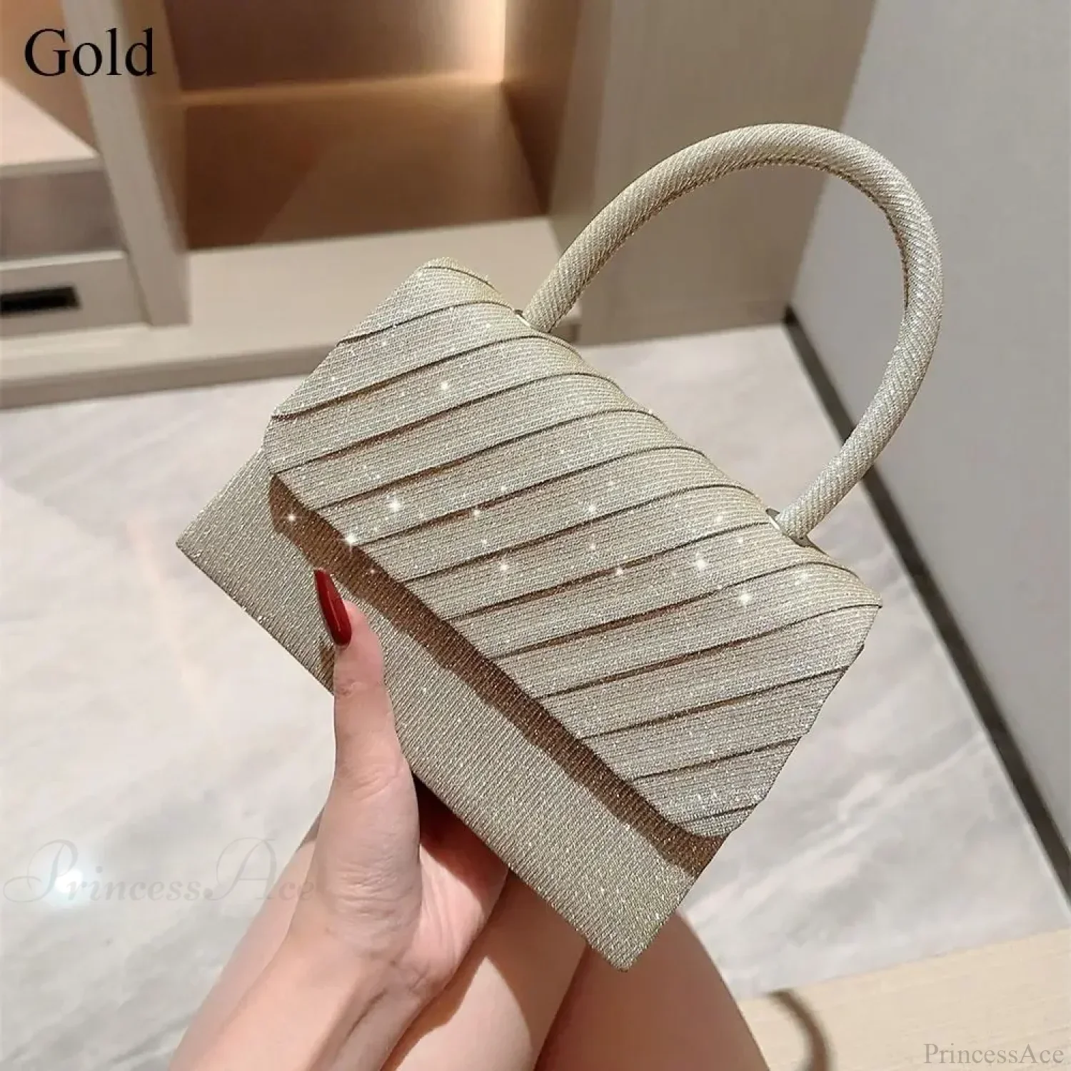 Bright Silk Evening Bag Elegant Banquet Shoulder Clutch - Image 5