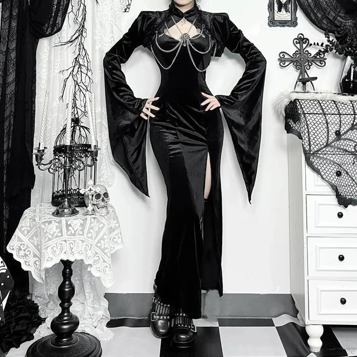 Bright Sleeve Lace Up Mysterious Blouse - Image 2