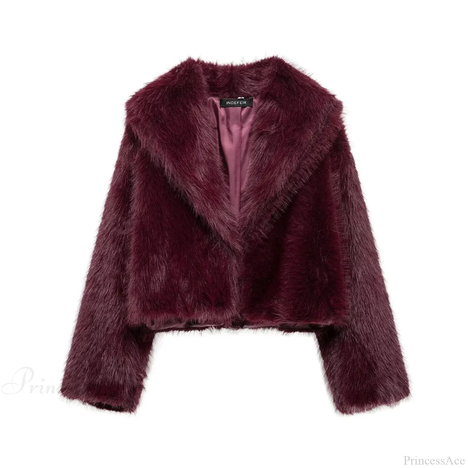 Brown Lapel Fluffy Coat - Image 3